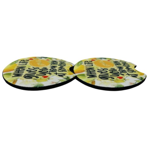 Car Coasters When Life Gives You Lemons Throw Them At Somebody Sarcasm Set of 2 - Picture 4 of 9